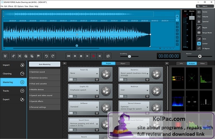 MAGIX SOUND FORGE Audio Cleaning Lab settings