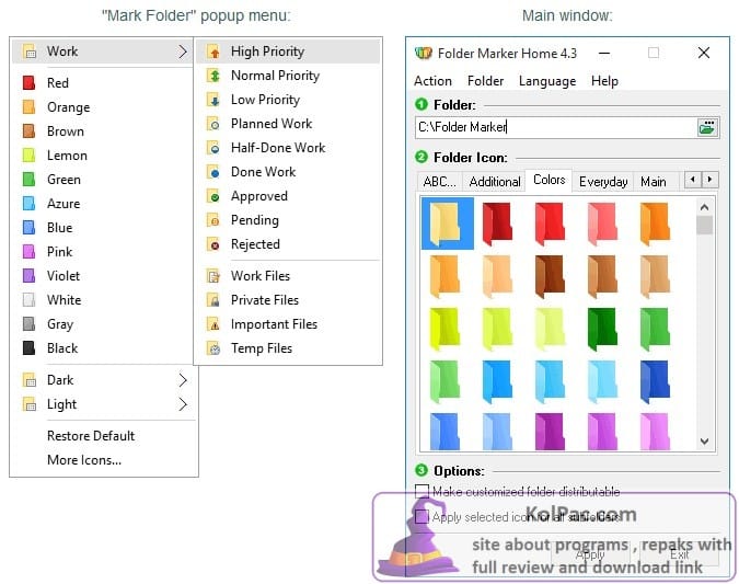 Folder Marker Pro settings