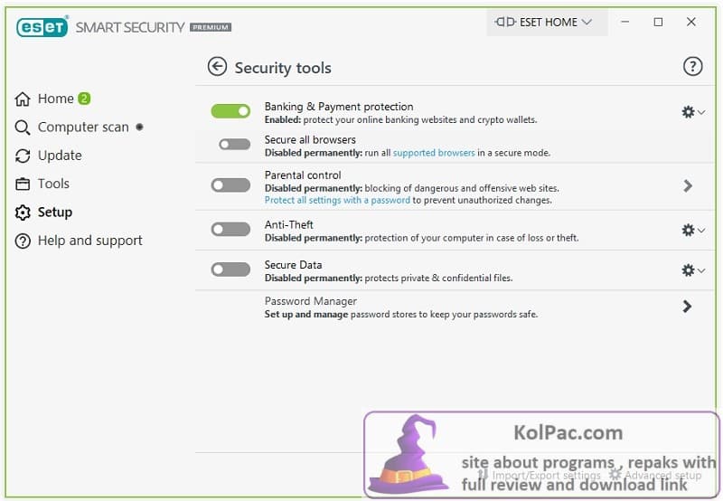 ESET Smart Security Premium options