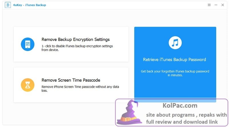 iTunes Backup maim window