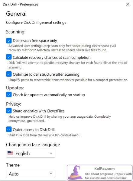 Disk Drill Enterprise settings