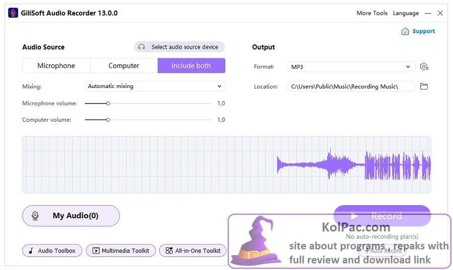 Audio Recorder start record