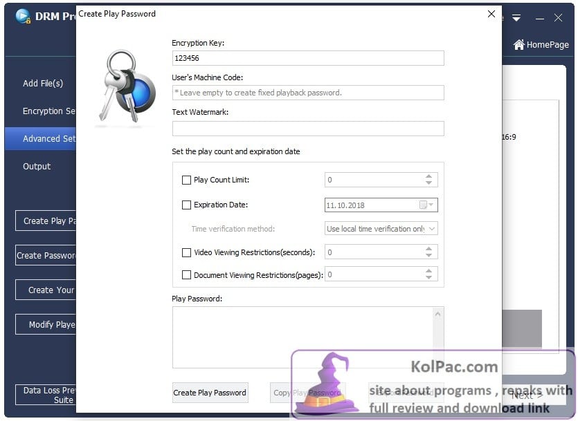 DRM Protection set password